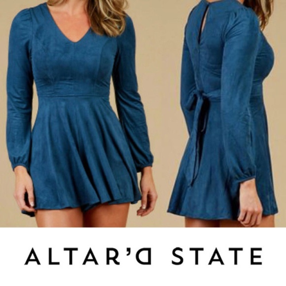 Blue Long Sleeve Romper